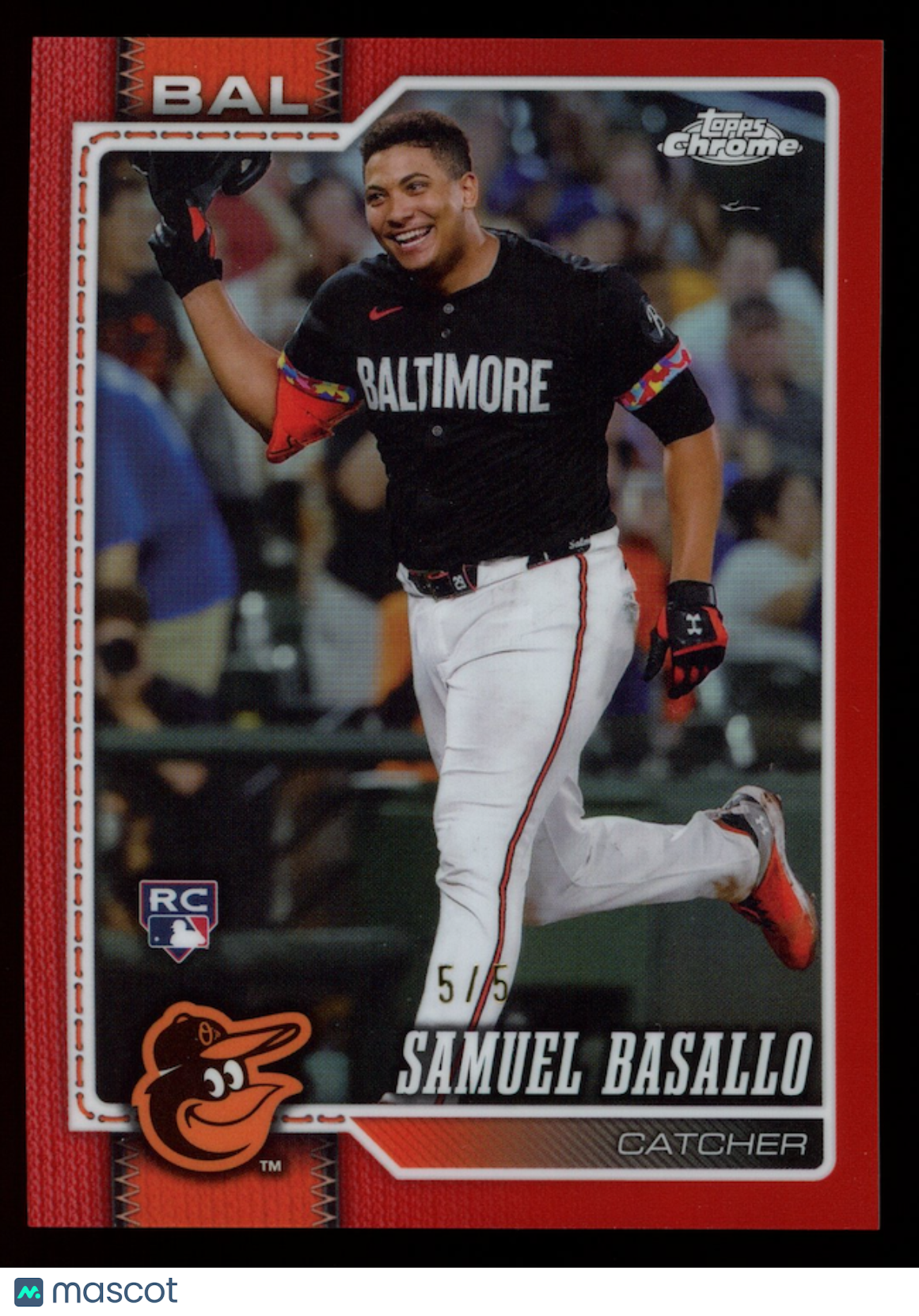 SAMUEL BASALLO 2026 Topps Chrome Rookie True Red Refractor /5 #7 Orioles