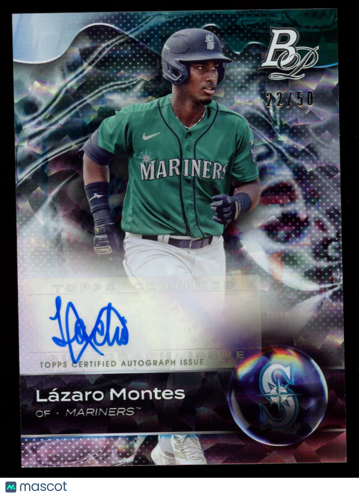 LAZARO MONTES 2023 Bowman Platinum Prospect Auto Ice Foil /50 #TOP-42 Mariners