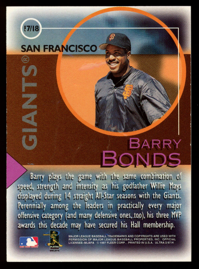 BARRY BONDS 1997 Fleer Ultra Fame Game #17 Giants