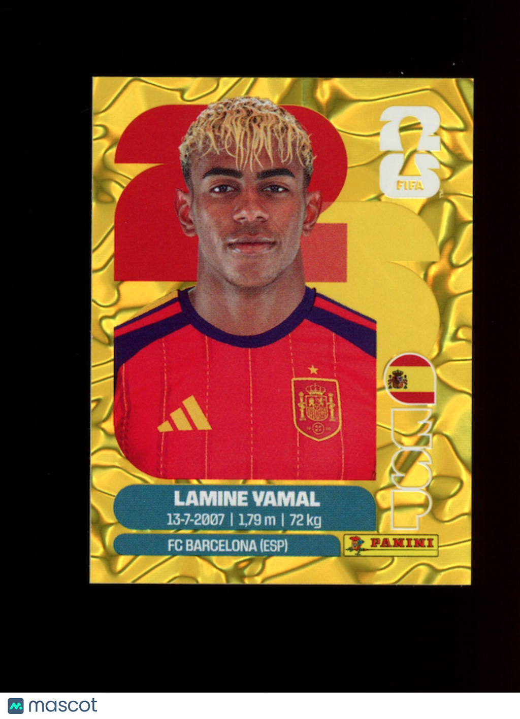 LAMINE YAMAL 2026 Panini FIFA World Cup Stickers Gold Flood Crumple #ESP 15