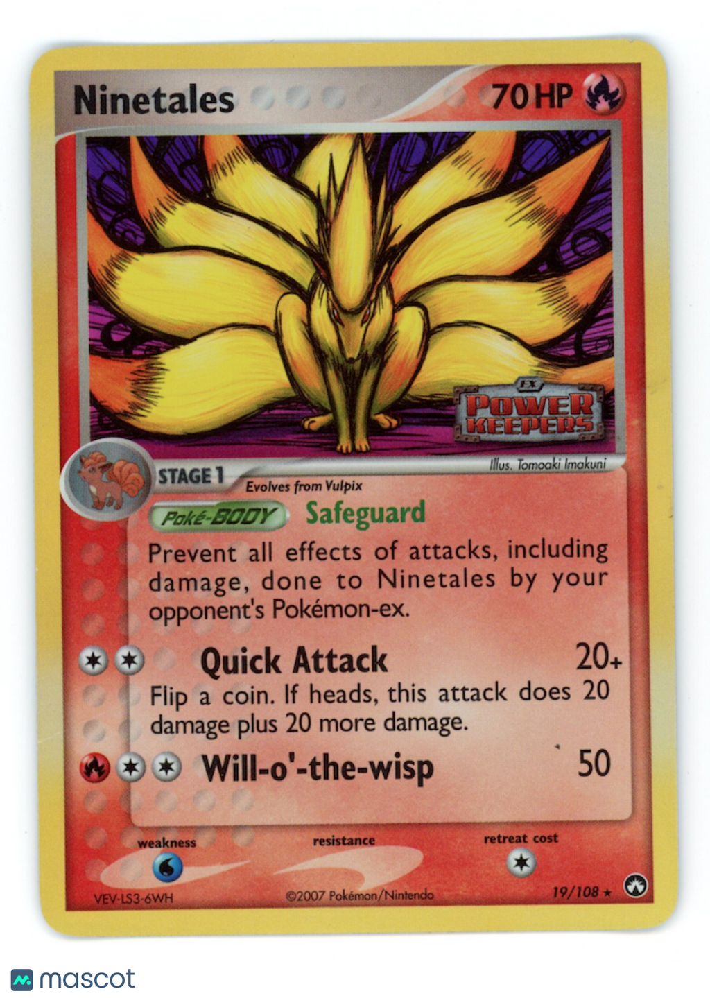 NINETALES 2007 Pokemon EX Power Keepers Reverse Holo Rare #19/108