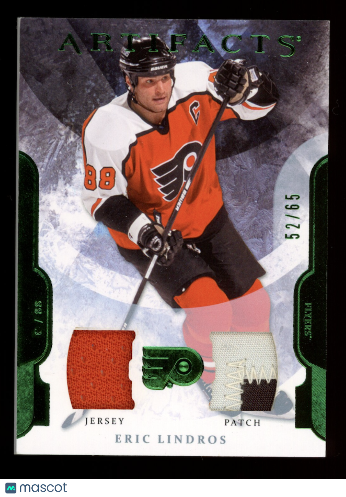 ERIC LINDROS 2011-12 Upper Deck Artifacts Dual Patch Emerald /65 #88 Flyers