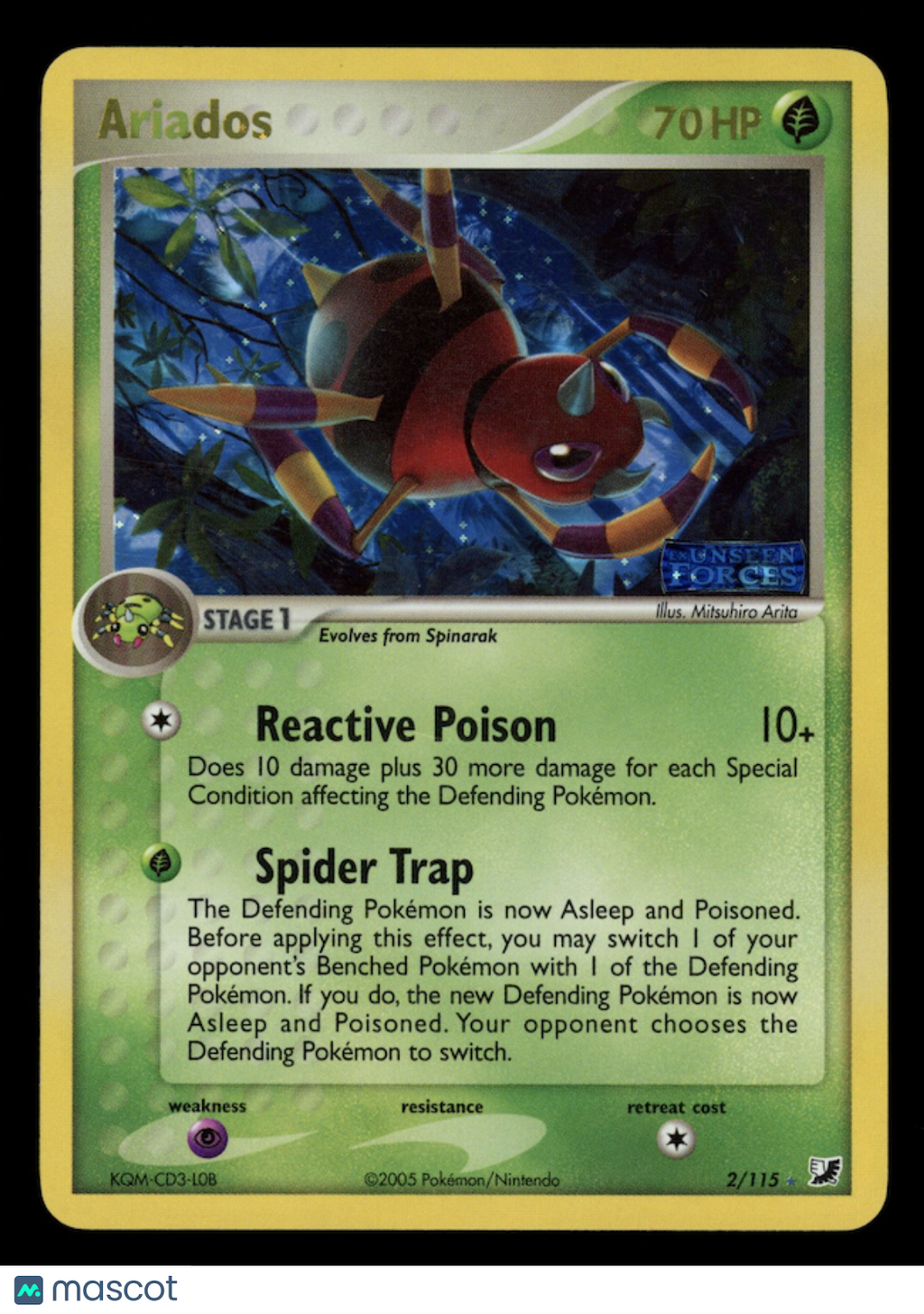 ARIADOS 2007 Pokemon EX Unseen Forces Reverse Holo Rare #2/115