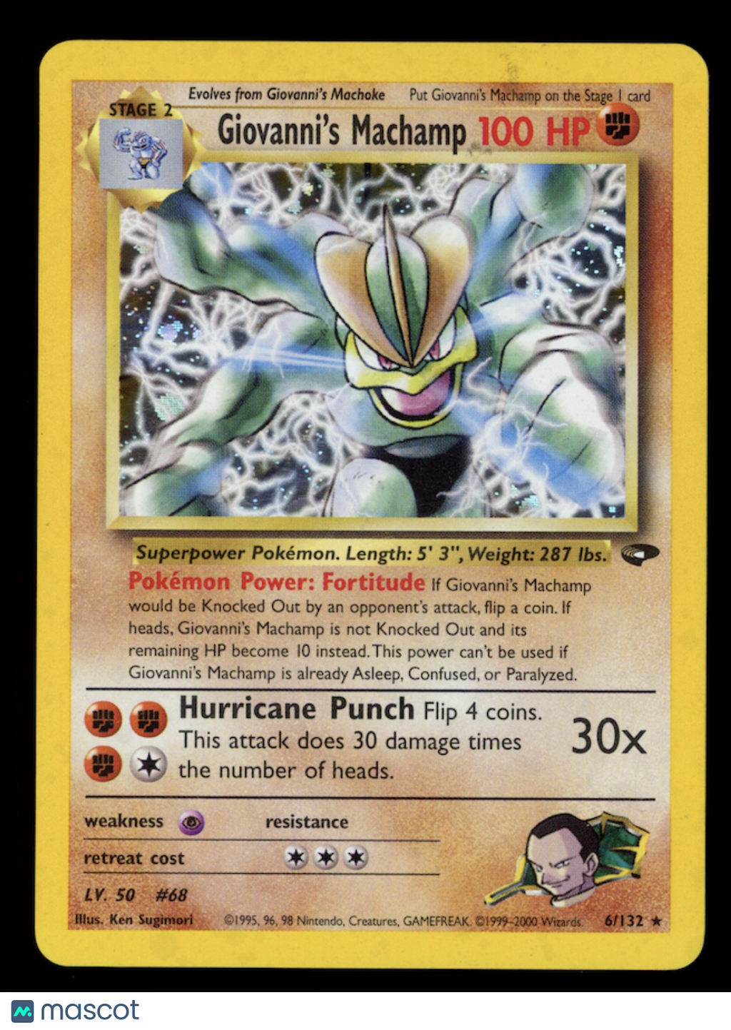 GIOVANNI'S MACHAMP 2000 Pokemon Gym Challenge Holo Rare #6/132