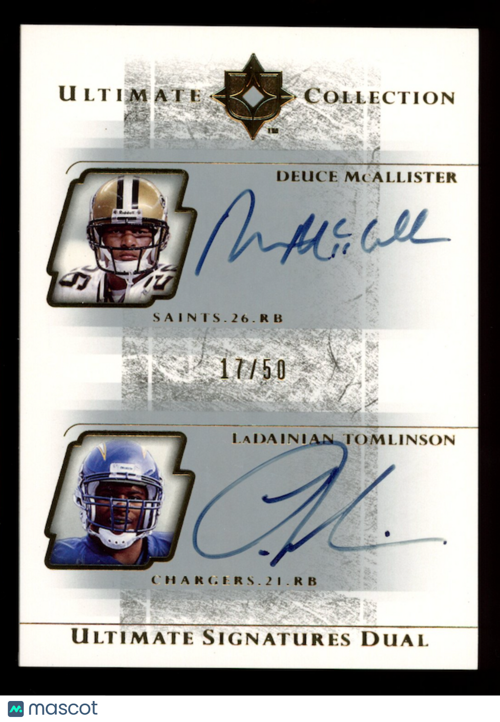LADAINIAN TOMLINSON DEUCE MCALLISTER 2004 UD Ultimate Collection Dual Auto /50