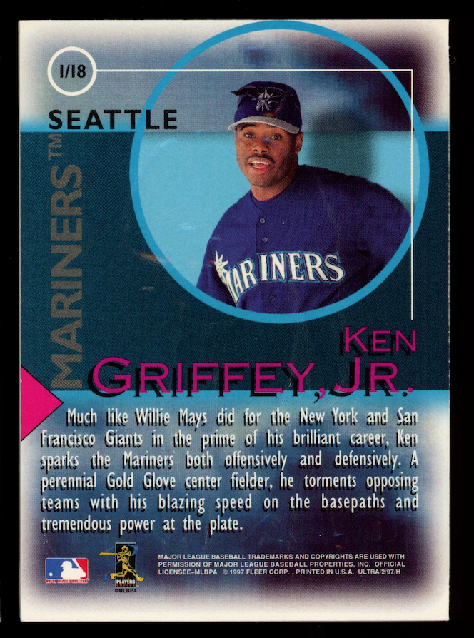 KEN GRIFFEY JR. 1997 Fleer Ultra Fame Game Insert #1 Mariners