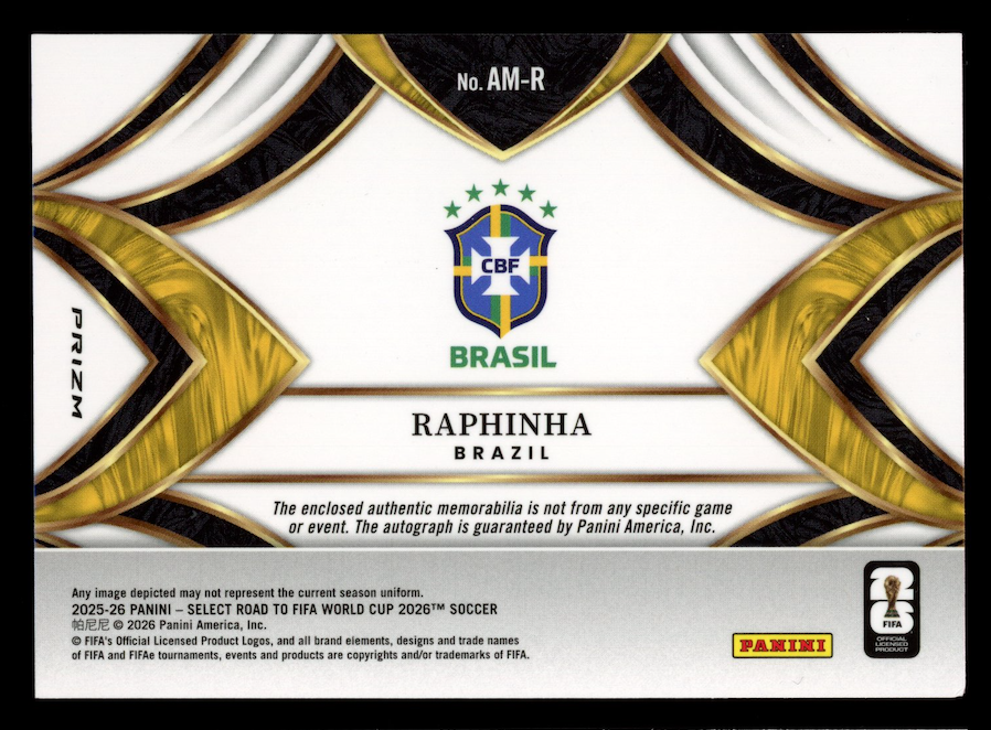 RAPHINHA 2025-26 Panini Select Road To FIFA World Cup Patch Auto Blue Pulsar