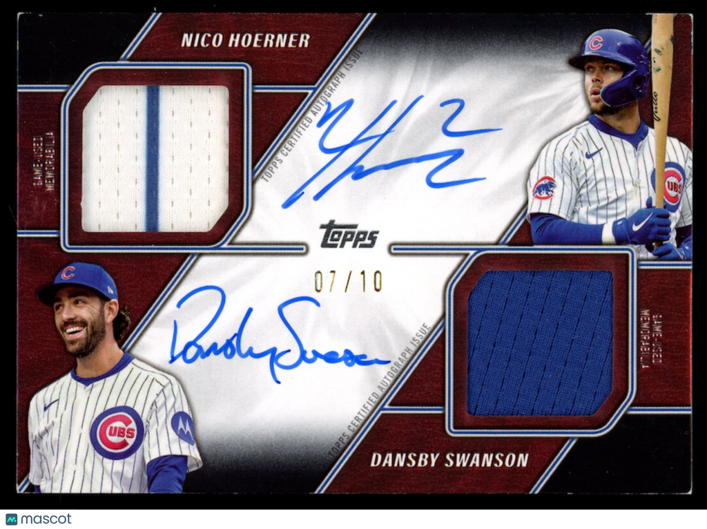 DANSBY SWANSON NICO HOERNER 2026 Topps Dual Patch Auto Black /10 #MLMDA-HSW