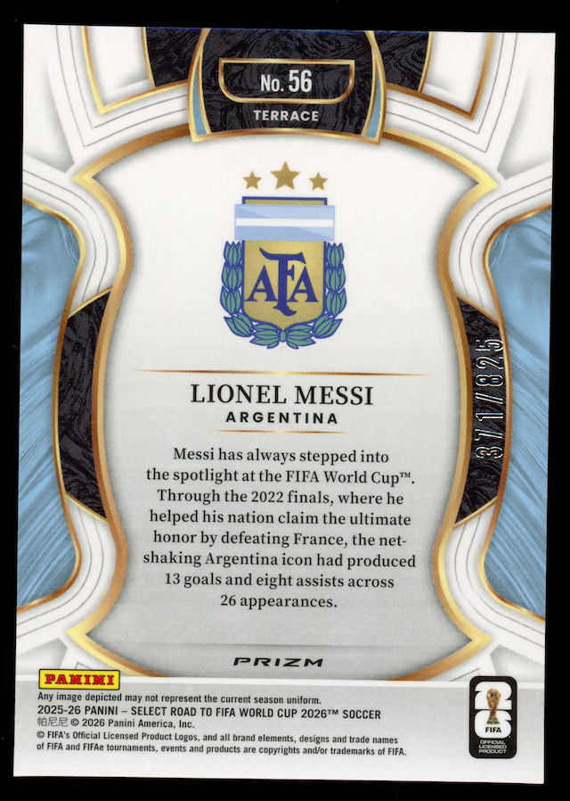 LIONEL MESSI 2026 Panini Select FIFA Road To World Cup Orange Mojo /825 #56