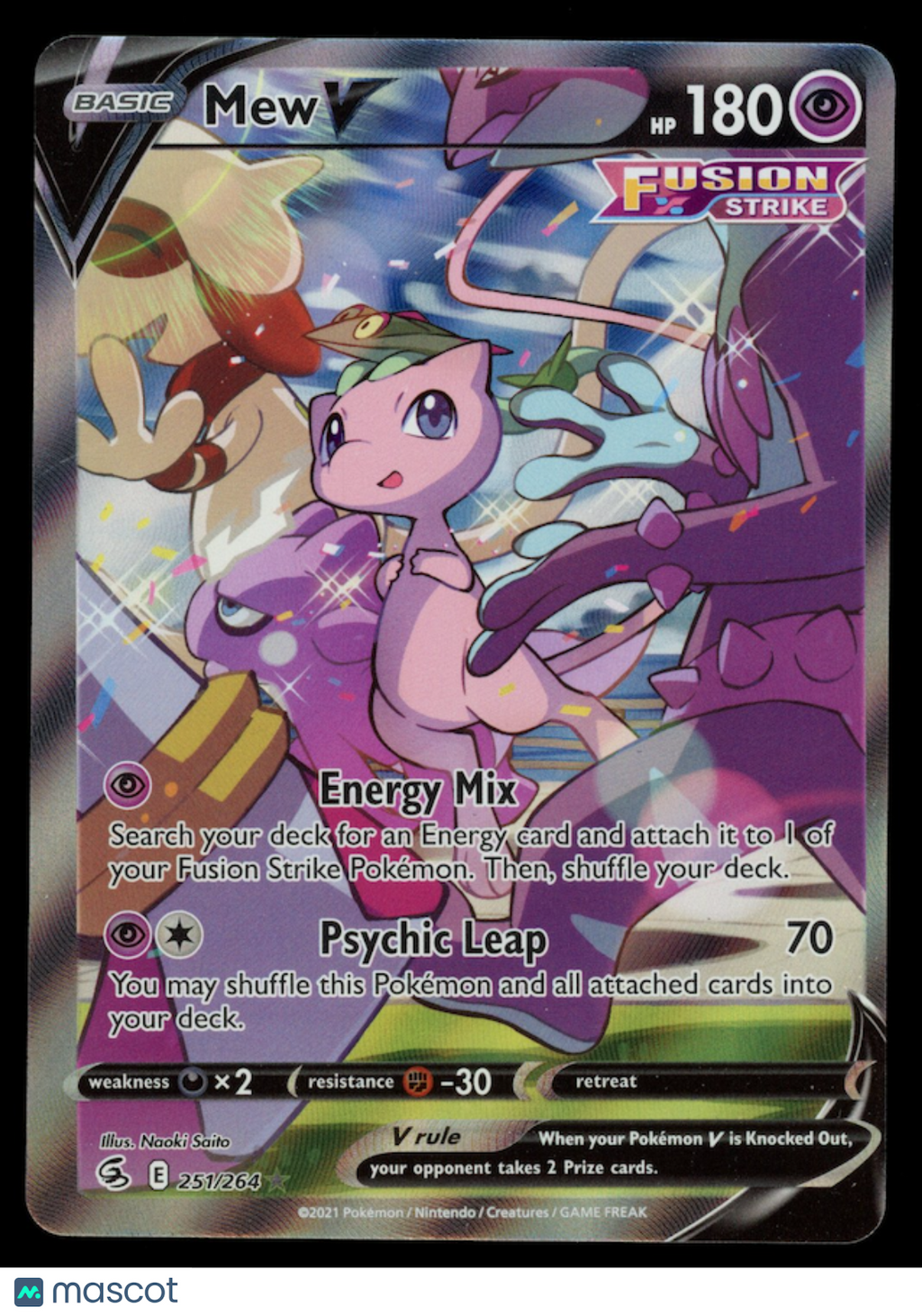 MEW V 2022 Pokemon Sword Shield Fusion Strike Holo Ultra Rare #251/264