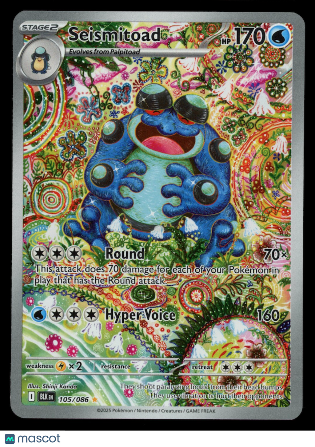 SEISMITOAD 2025 Pokemon Scarlet Violet Black Bolt Illustration Rare #105/86