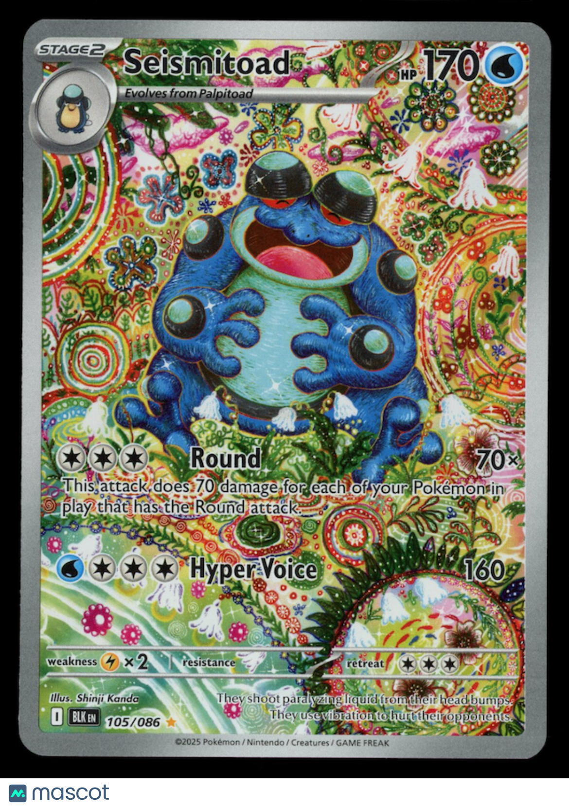 SEISMITOAD 2025 Pokemon Scarlet Violet Black Bolt Illustration Rare #105/86