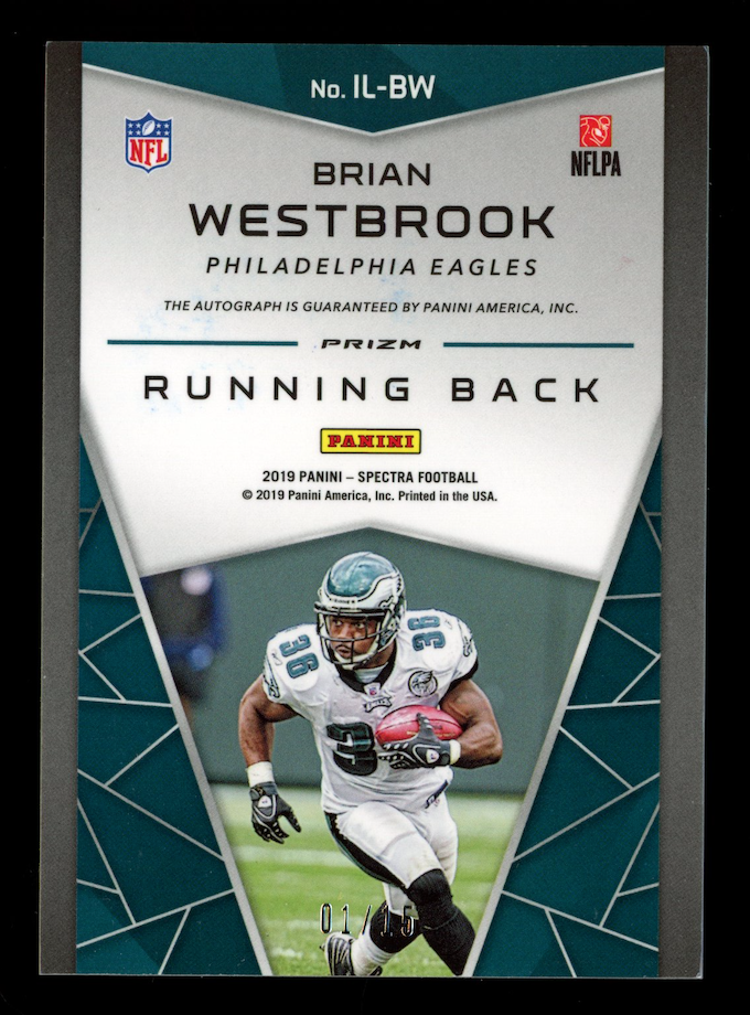 BRIAN WESTBROOK 2019 Panini Spectra Illustrious Legends Auto Pink Hyper /15