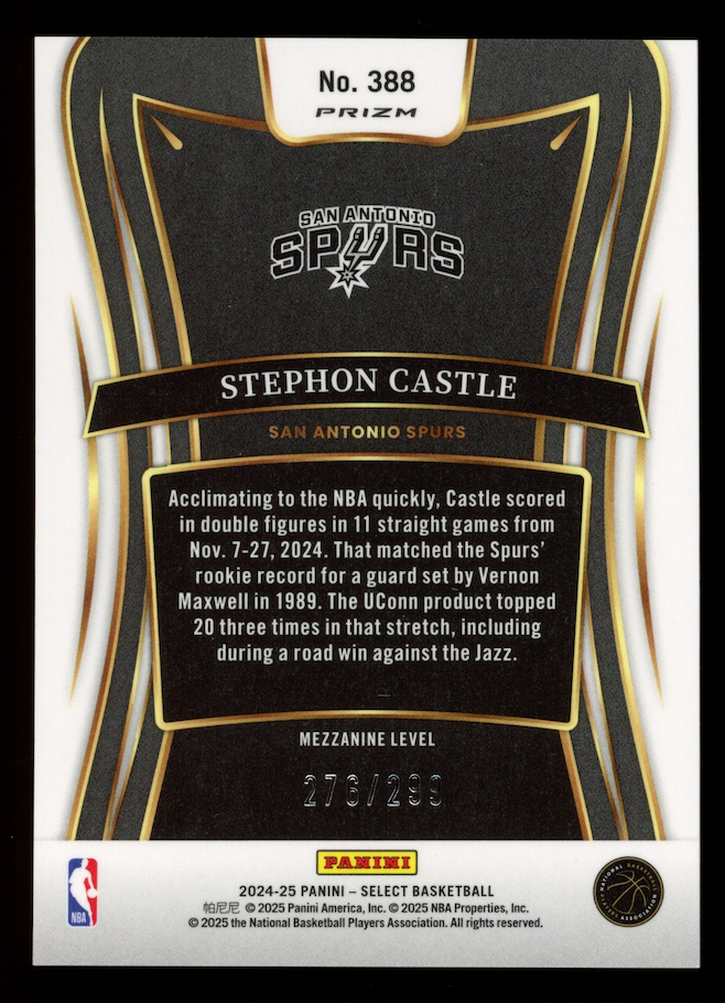 STEPHON CASTLE 2024-25 Panini Select Mezzanine Rookie Red Flash Prizm /299 #388