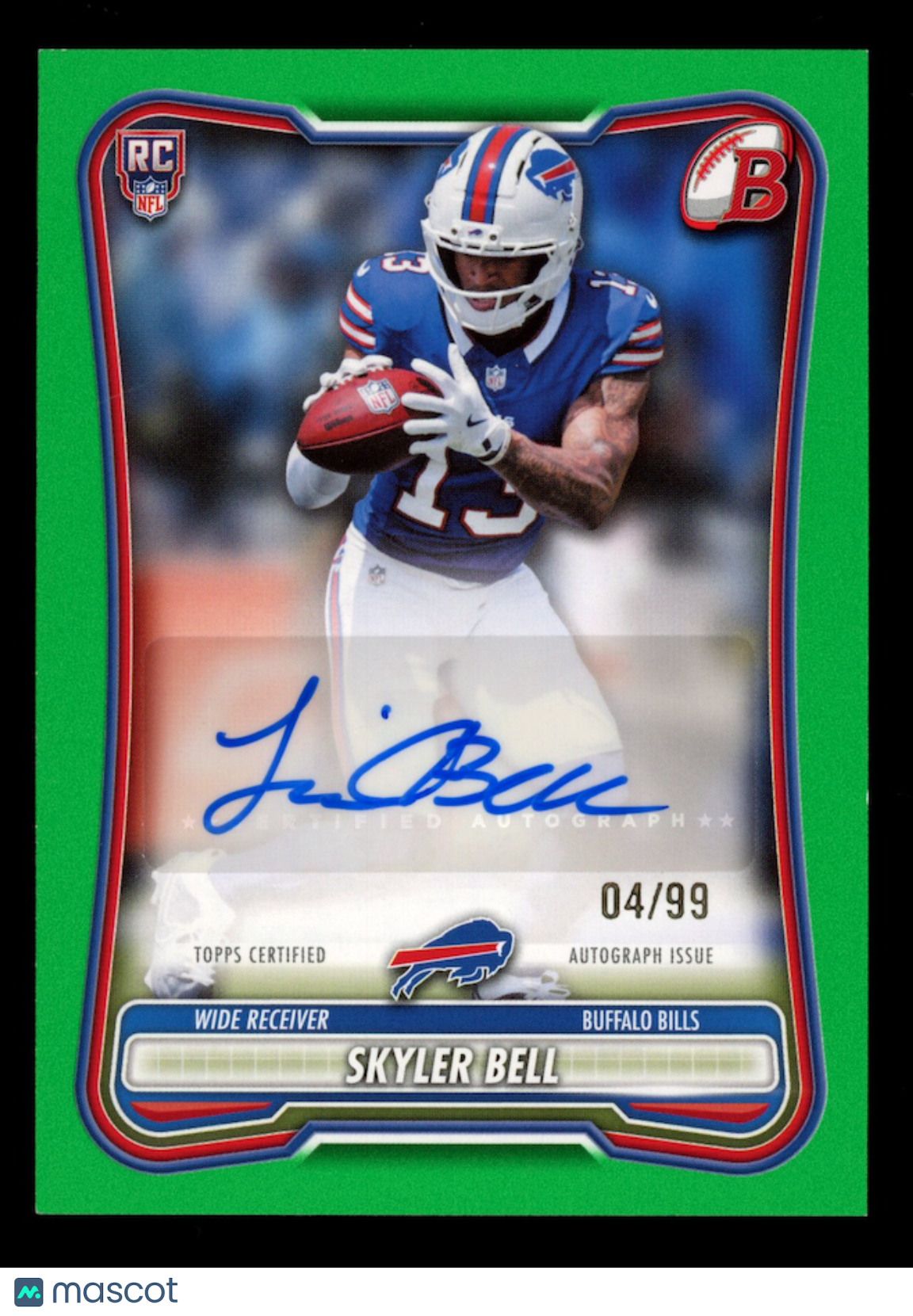 SKYLER BELL 2026 Bowman Rookie Auto Green /99 #BPRA-SB Bills