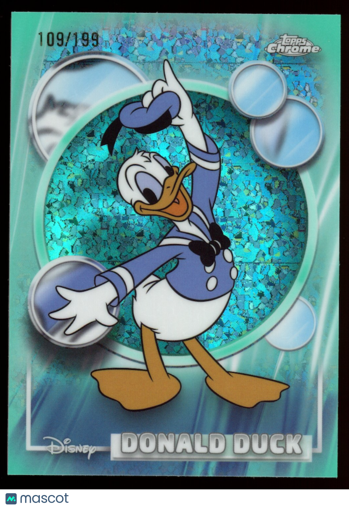 DONALD DUCK 2026 Topps Chrome Disney Aqua Mini Diamond Refractor /199 #99