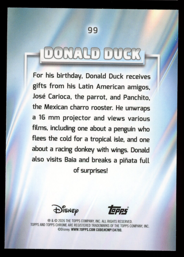DONALD DUCK 2026 Topps Chrome Disney Aqua Mini Diamond Refractor /199 #99