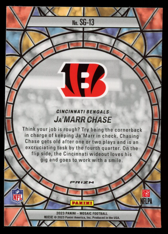 JA'MARR CHASE 2023 Panini Mosaic Stained Glass Case Hit SSP #SG-13 Bengals