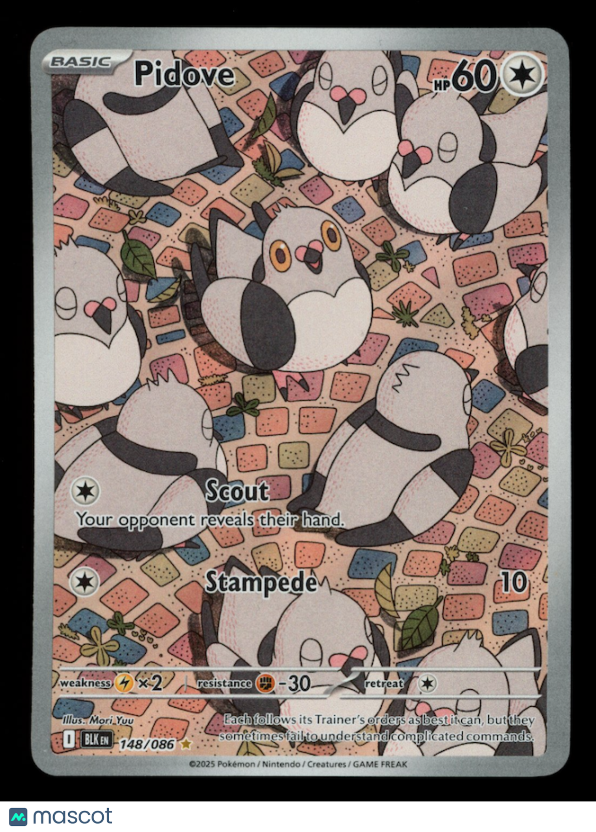 PIDOVE 2025 Pokemon Scarlet Violet Black Bolt Illustration Rare #148/086