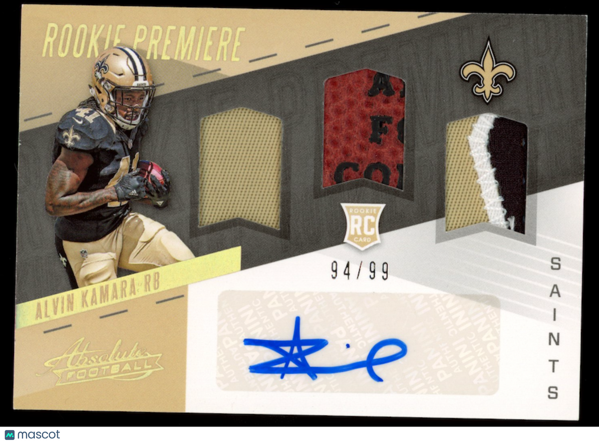 ALVIN KAMARA 2017 Panini Absolute Rookie Premiere Patch Auto /99 #205 Saints