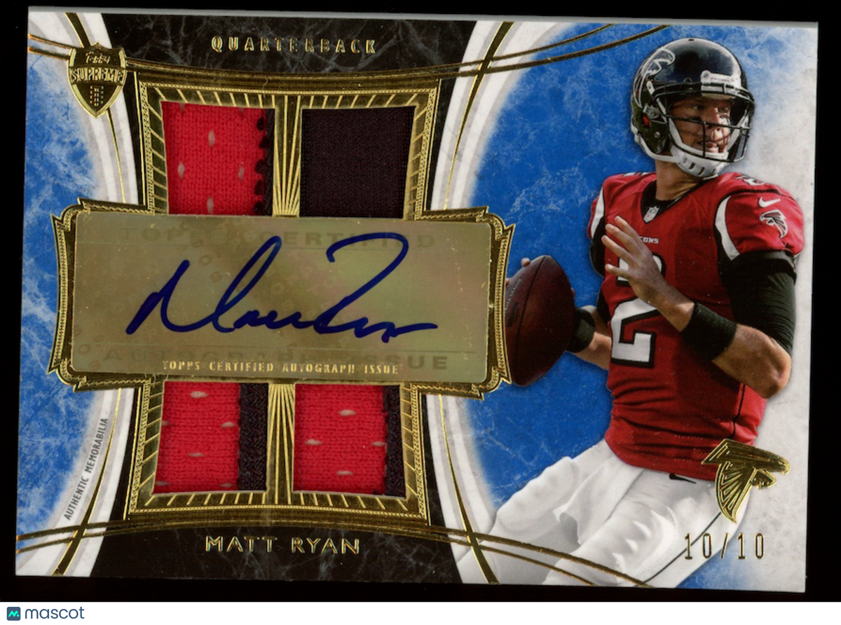 MATT RYAN 2013 Topps Supreme Quad Patch Auto Blue /10 #SAQR-MR Falcons