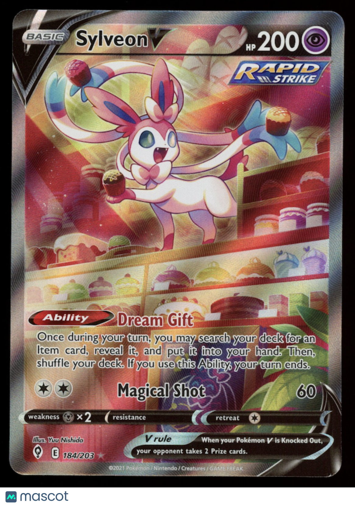 SYLVEON V 2021 Pokemon Sword & Shield Evolving Skies Ultra Rare #184/203