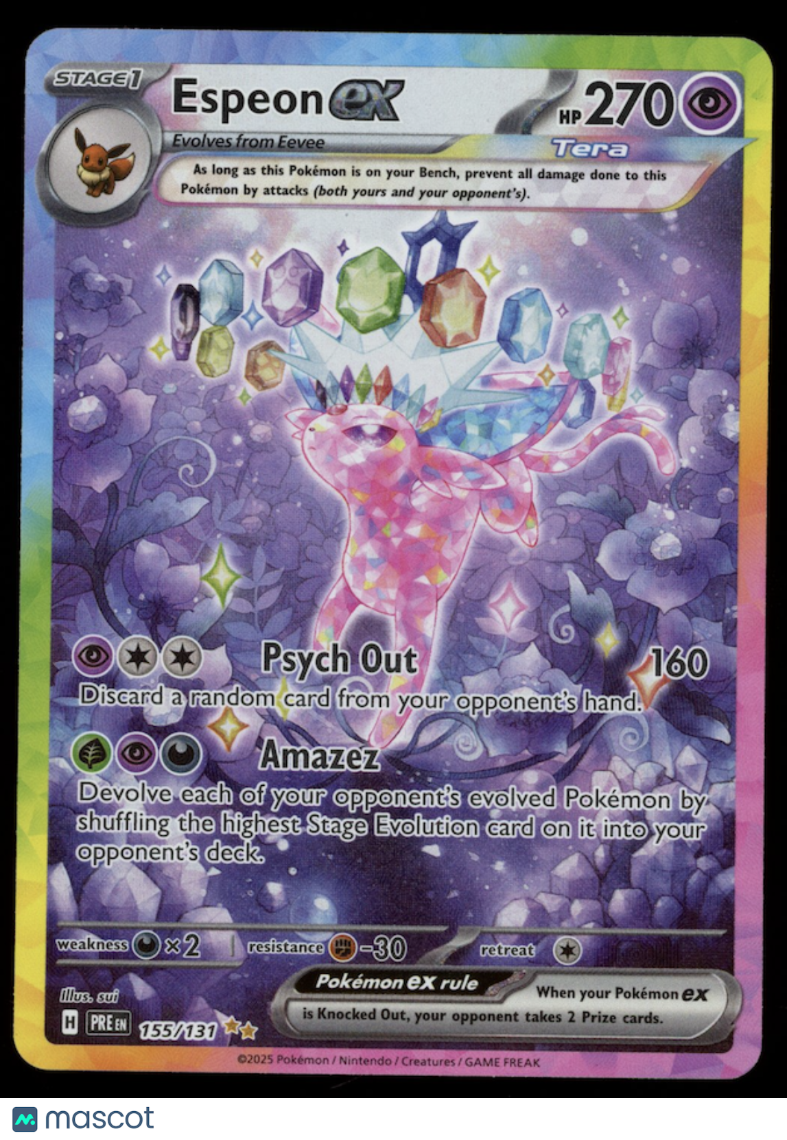 ESPEON EX 2025 Pokemon Prismatic Evolutions Special Illustration Rare #155/131