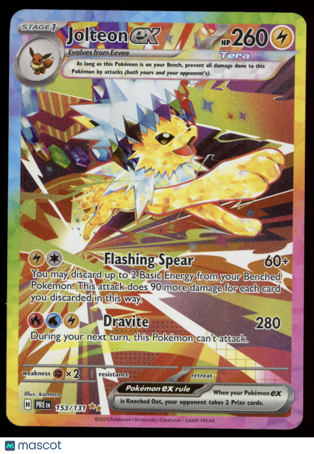 JOLTEON EX 2025 Pokemon Prismatic Evolutions Special Illustration Rare #153/131