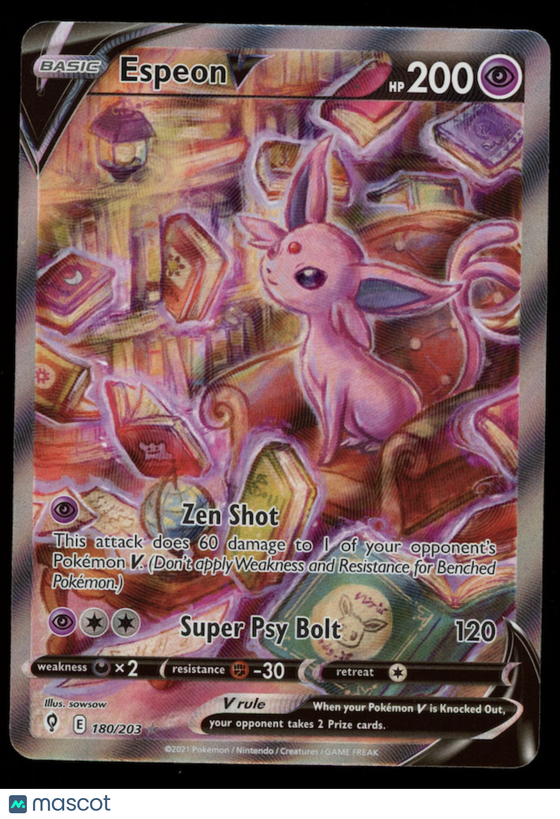 ESPEON V 2021 Pokemon SWSH Evolving Skies Alternate Art Ultra Rare #180/203