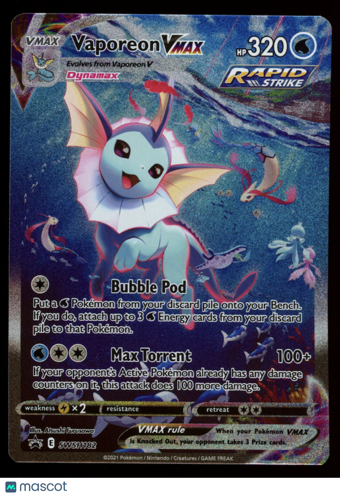 VAPOREON VMAX 2021 Pokemon Sword & Shield Black Star Promo #SWSH182
