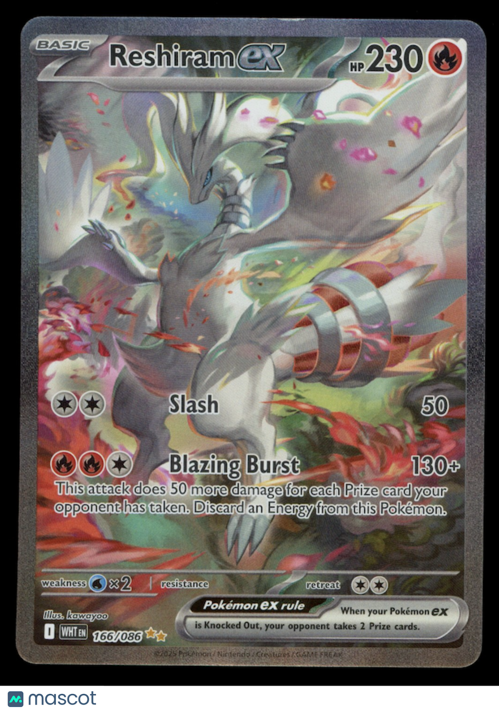 RESHIRAM EX 2025 Pokemon S&V White Flare Special Illustration Rare #166/086