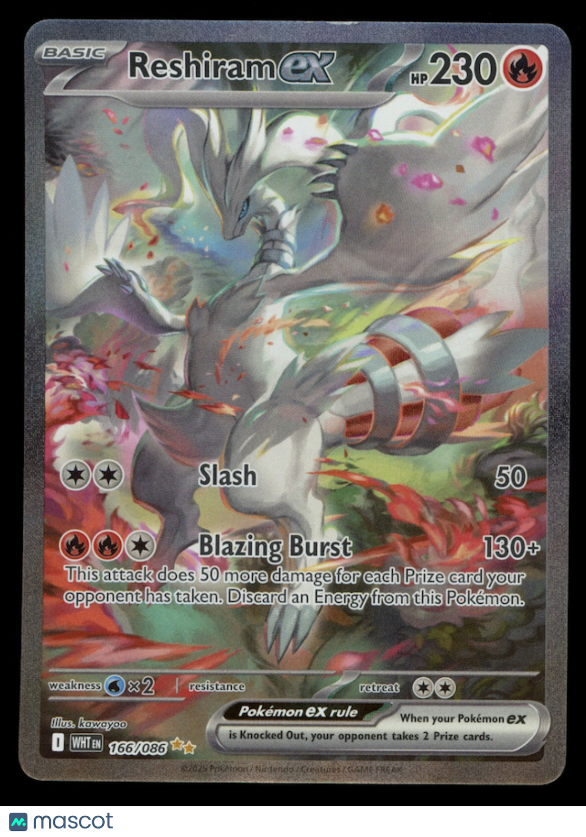 RESHIRAM EX 2025 Pokemon S&V White Flare Special Illustration Rare #166/086