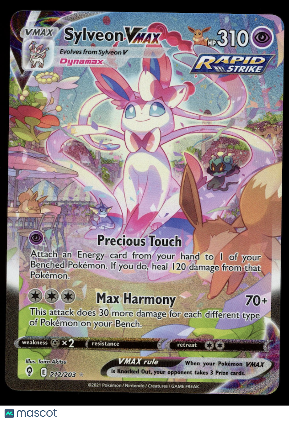 SYLVEON VMAX 2021 Pokemon SWSH Evolving Skies Alternate Art Secret Rare #212/203
