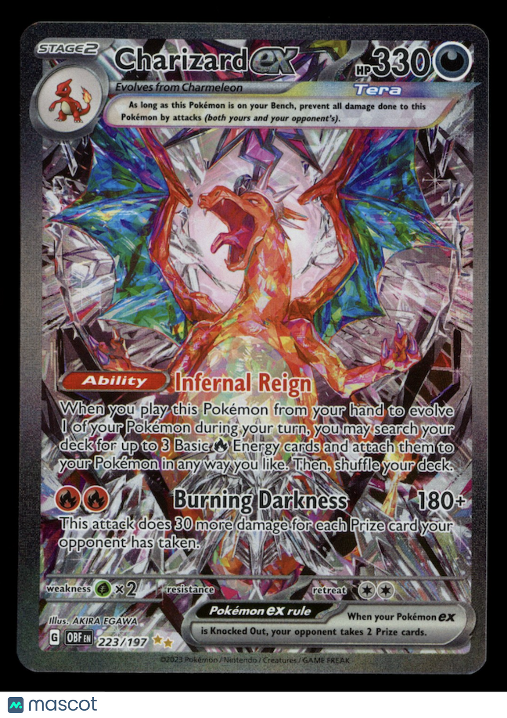 CHARIZARD EX 2023 Pokemon Obsidian Flames Special Illustration Rare #223/197