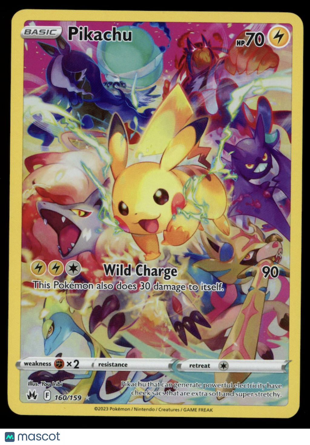 PIKACHU 2023 Pokemon Crown Zenith Holo Secret Rare #160/159