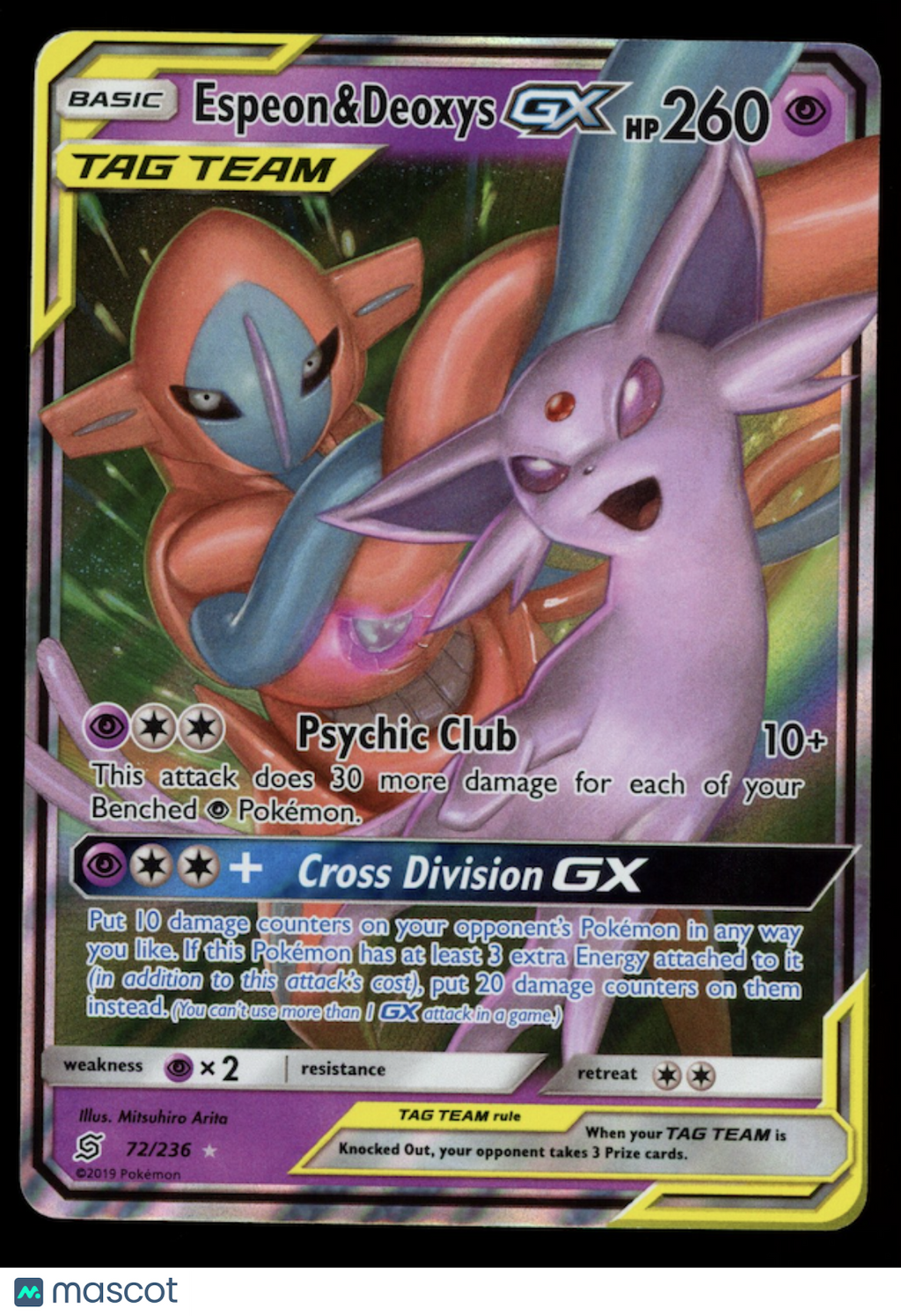 ESPEON & DEOXYS GX 2019 Pokemon Sun & Moon Unified Minds Ultra Rare #72/236