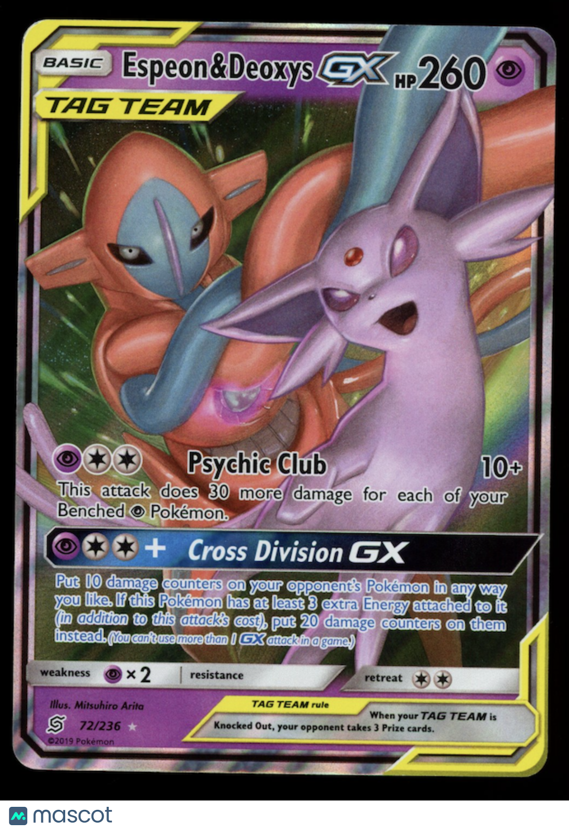 ESPEON & DEOXYS GX 2019 Pokemon Sun & Moon Unified Minds Ultra Rare #72/236