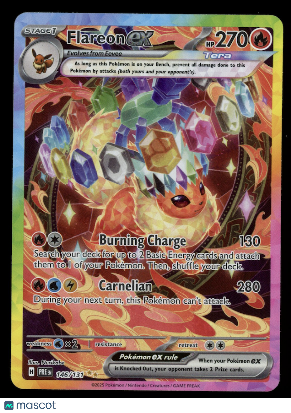 FLAREON EX 2025 Pokemon Prismatic Evolutions Special Illustration Rare #146/131