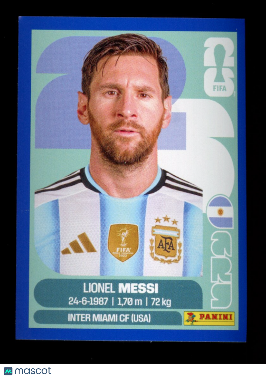 LIONEL MESSI 2026 Panini FIFA World Cup Stickers Blue Border SP #ARG17 Argentina