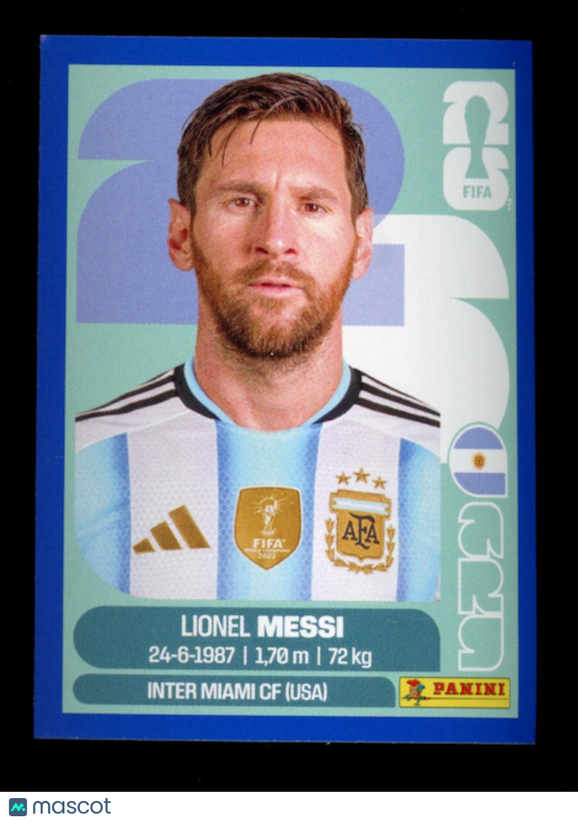 LIONEL MESSI 2026 Panini FIFA World Cup Stickers Blue Border SP #ARG17 Argentina