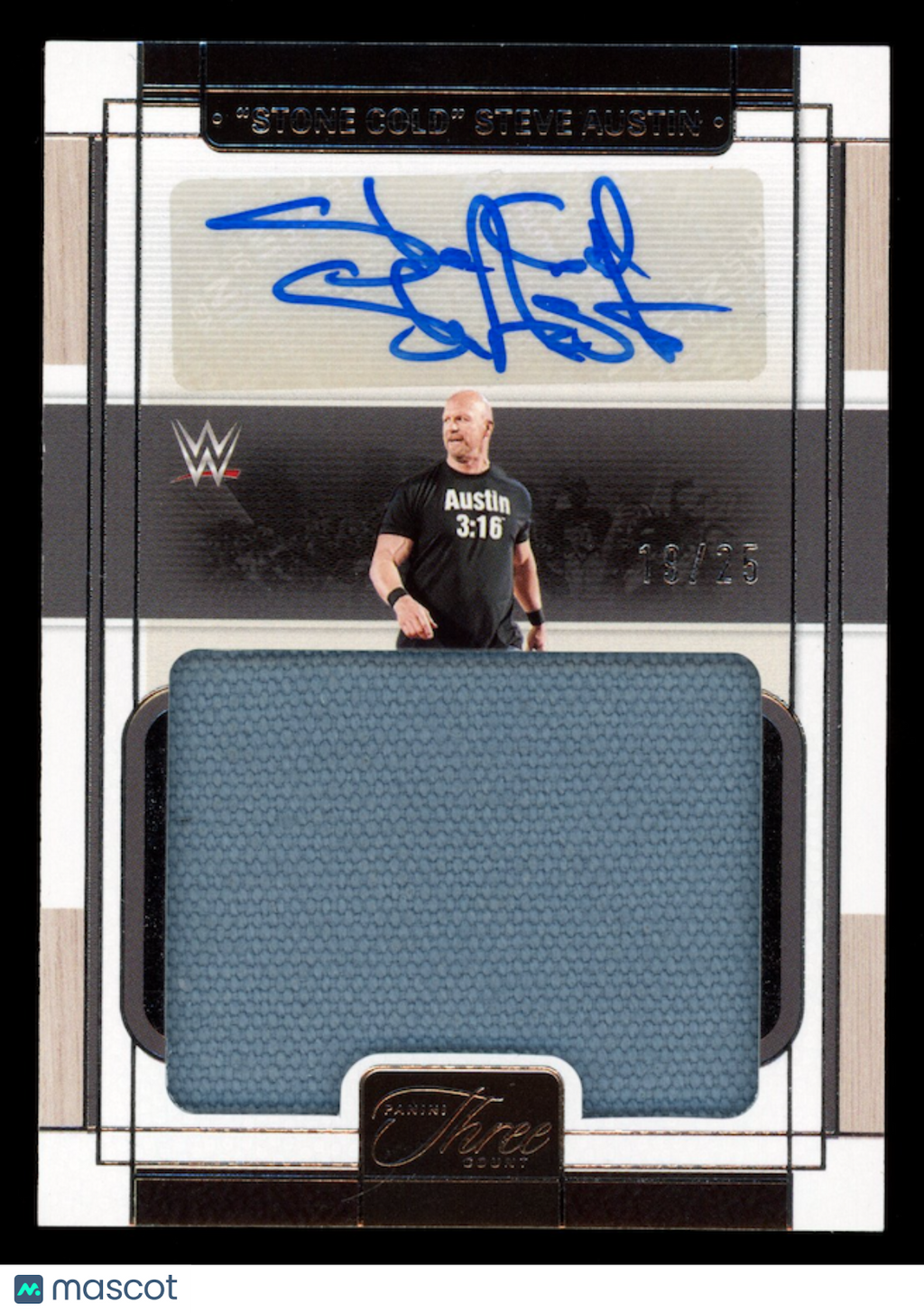 STONE COLD STEVE AUSTIN 2024 Panini Three Count WWE Mat Relic Auto /25 #MM-SCA