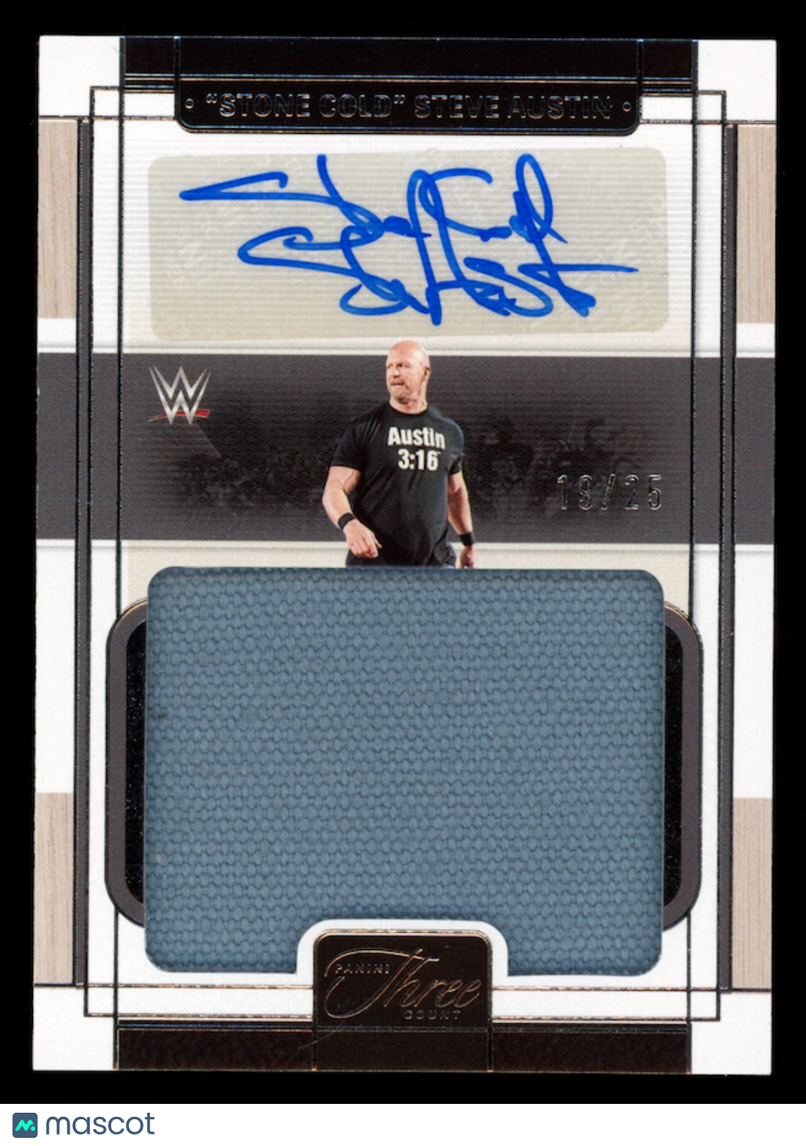 STONE COLD STEVE AUSTIN 2024 Panini Three Count WWE Mat Relic Auto /25 #MM-SCA