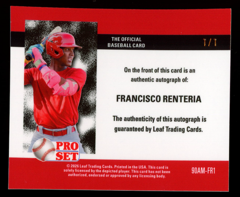 FRANCISCO RENTERIA 2026 Leaf Pro Set Prospects Red Prismatic Auto 1/1 #90AM-FR1