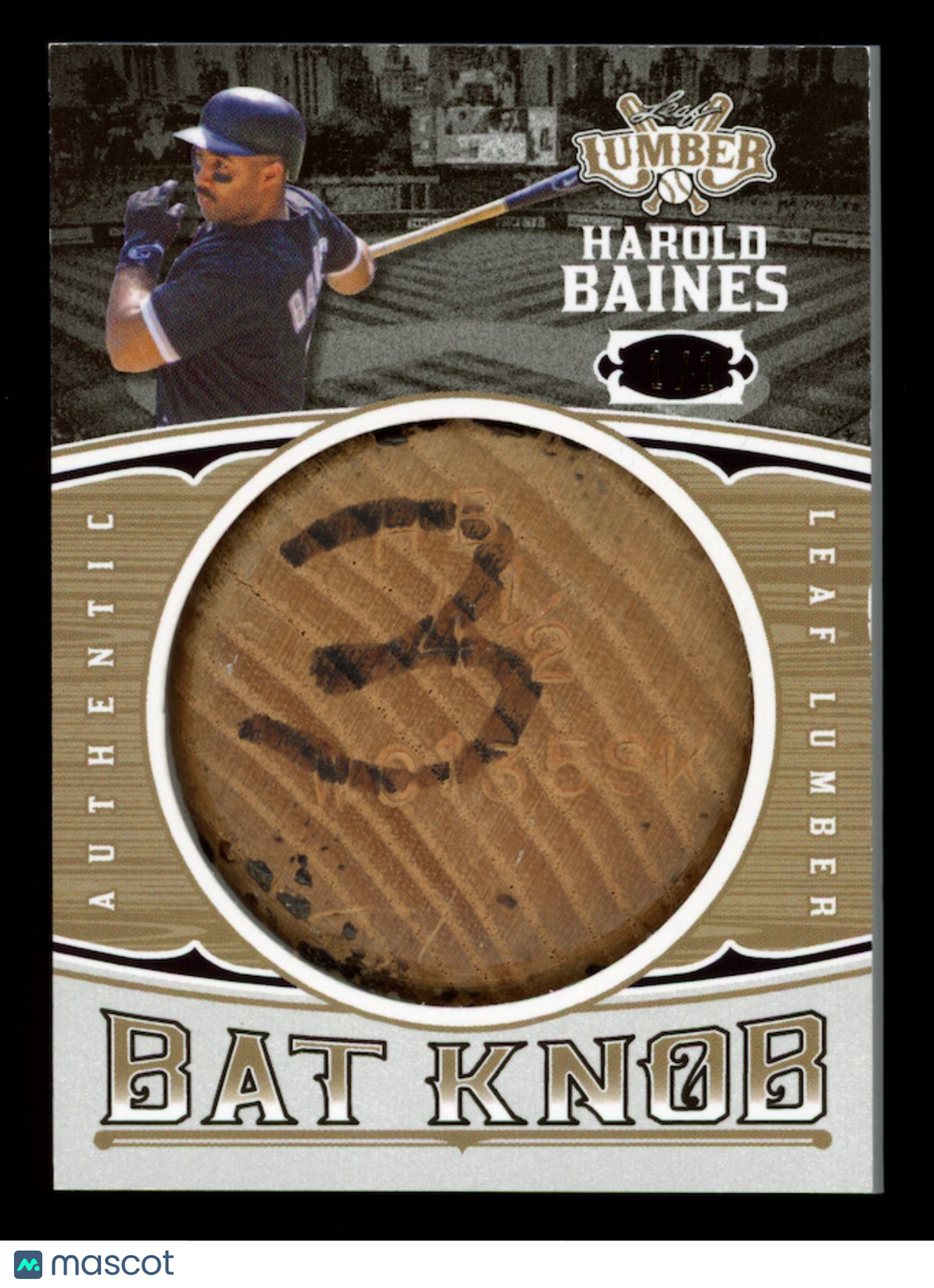HAROLD BAINES 2024 Leaf Lumber Game Used Bat Knob Relic 1/1 #BK-45 White Sox