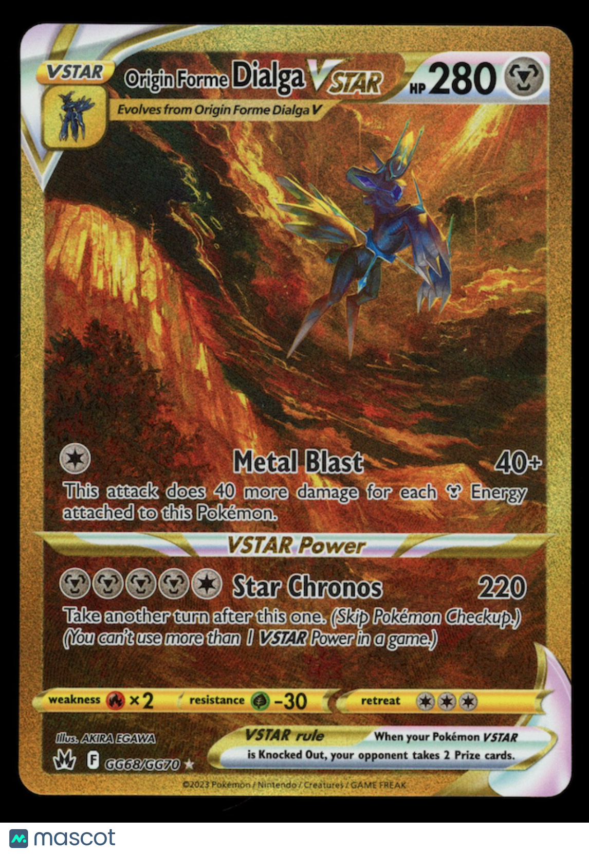 ORIGIN FORME DIALGA VSTAR 2023 Pokemon Crown Zenith Gold Secret Rare #GG68/GG70