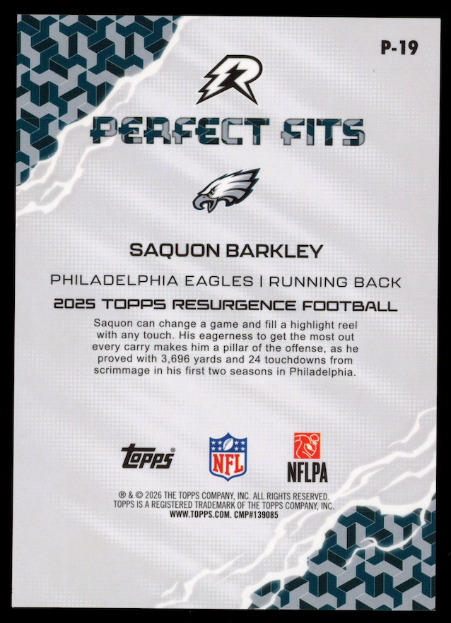 SAQUON BARKLEY 2025 Topps Resurgence Perfect Fits SSP #P-19 Eagles