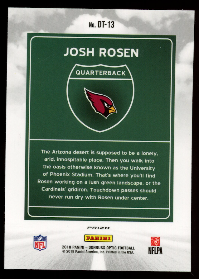JOSH ROSEN 2018 Panini Donruss Optic Rookie Downtown Case Hit SSP #DT-13