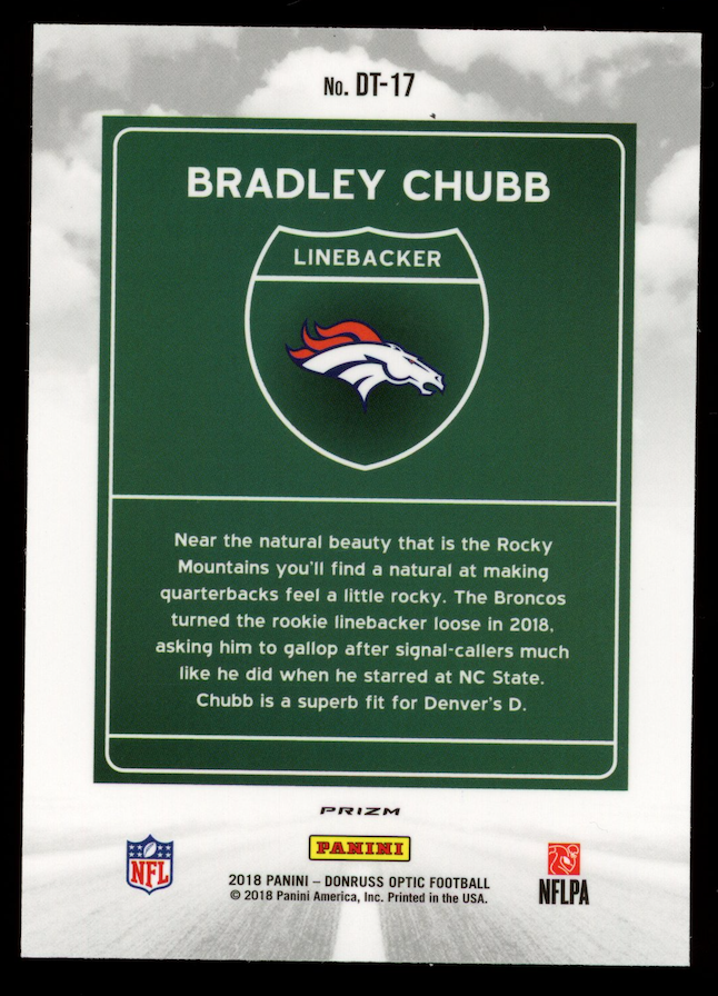 BRADLEY CHUBB 2018 Panini Donruss Optic Rookie Downtown Case Hit SSP #DT-17
