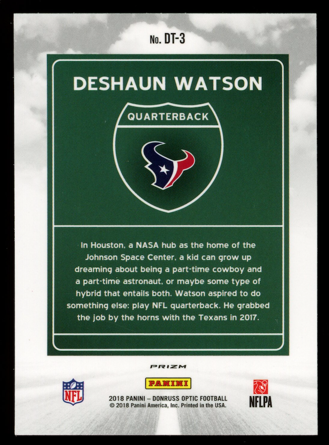 DESHAUN WATSON 2018 Panini Donruss Optic Downtown Case Hit SSP #DT-3 Texans