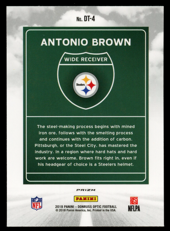 ANTONIO BROWN 2018 Panini Donruss Optic Downtown Case Hit SSP #DT-4 Steelers